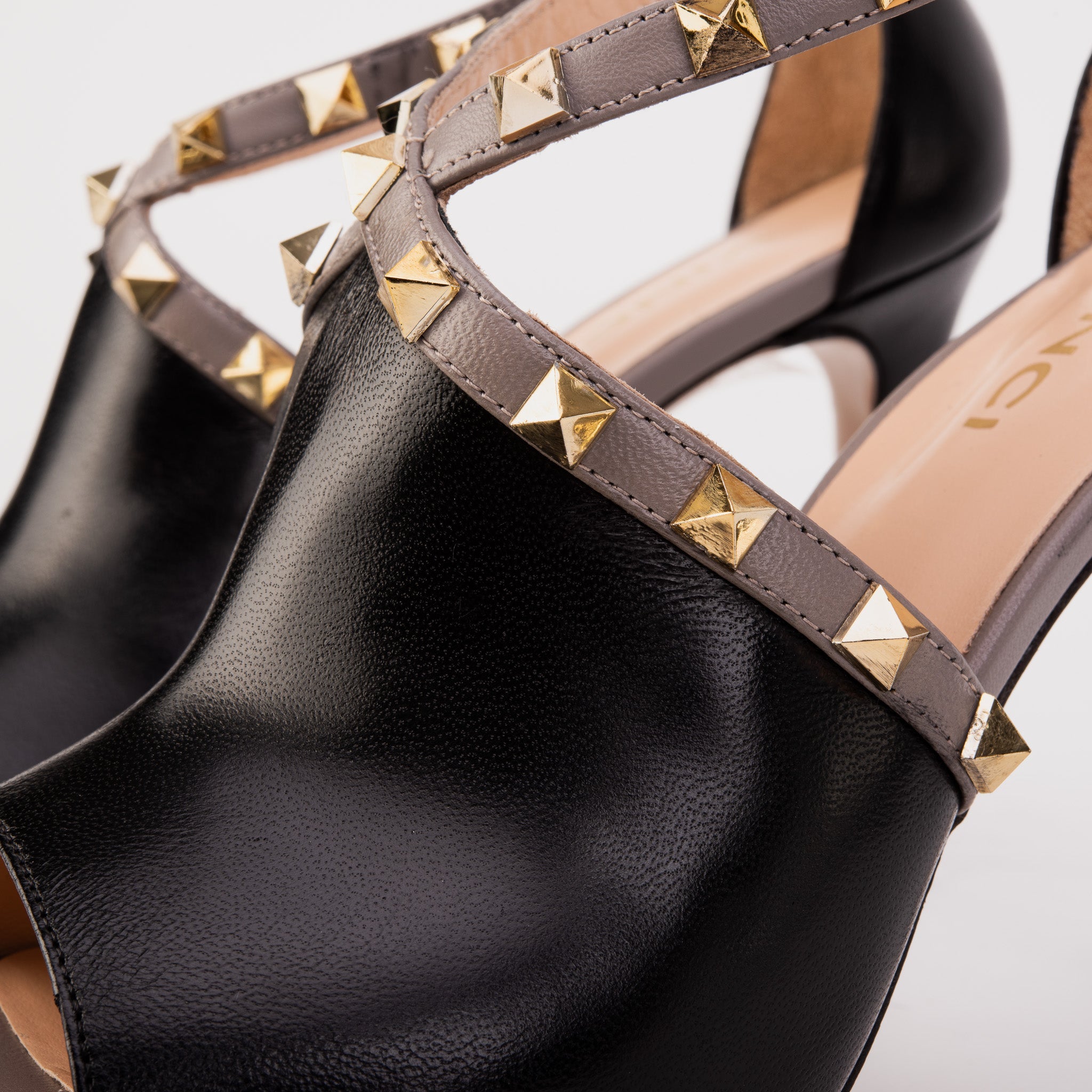 The Ribnica Black Leather Ankle Strap Sandal For Sale