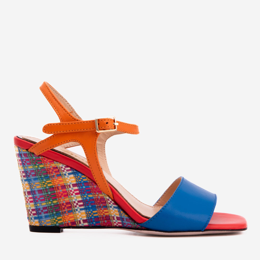 The Mosaic Multicolor Wedge Heel Leather Sandal All New