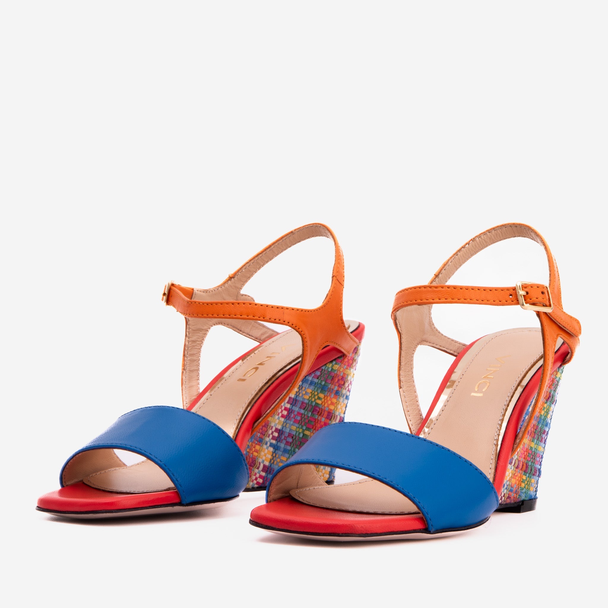 The Mosaic Multicolor Wedge Heel Leather Sandal All New