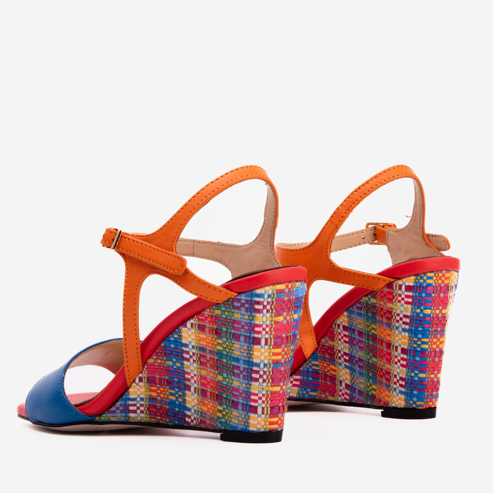 The Mosaic Multicolor Wedge Heel Leather Sandal All New