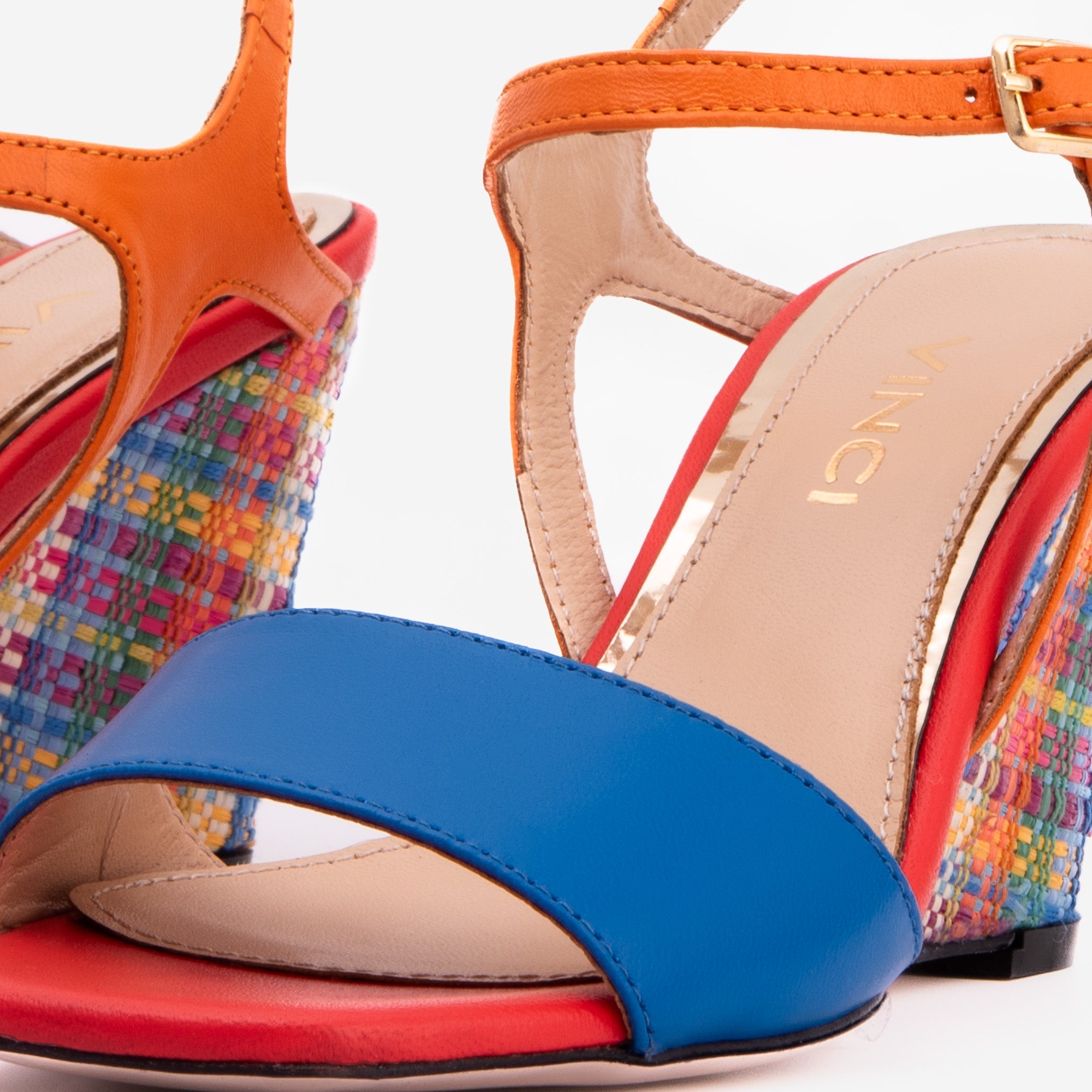 The Mosaic Multicolor Wedge Heel Leather Sandal All New