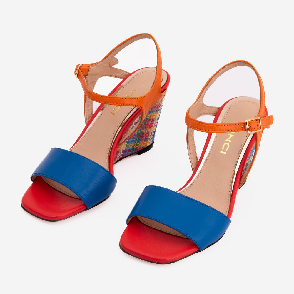 The Mosaic Multicolor Wedge Heel Leather Sandal All New