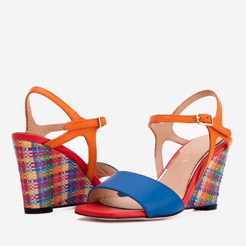 The Mosaic Multicolor Wedge Heel Leather Sandal All New
