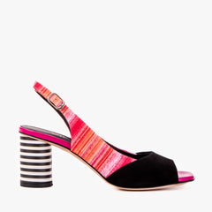 The Spectrum Multicolor Block Heel Leather Slingback Sandal Universal Fit