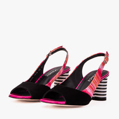 The Spectrum Multicolor Block Heel Leather Slingback Sandal Universal Fit