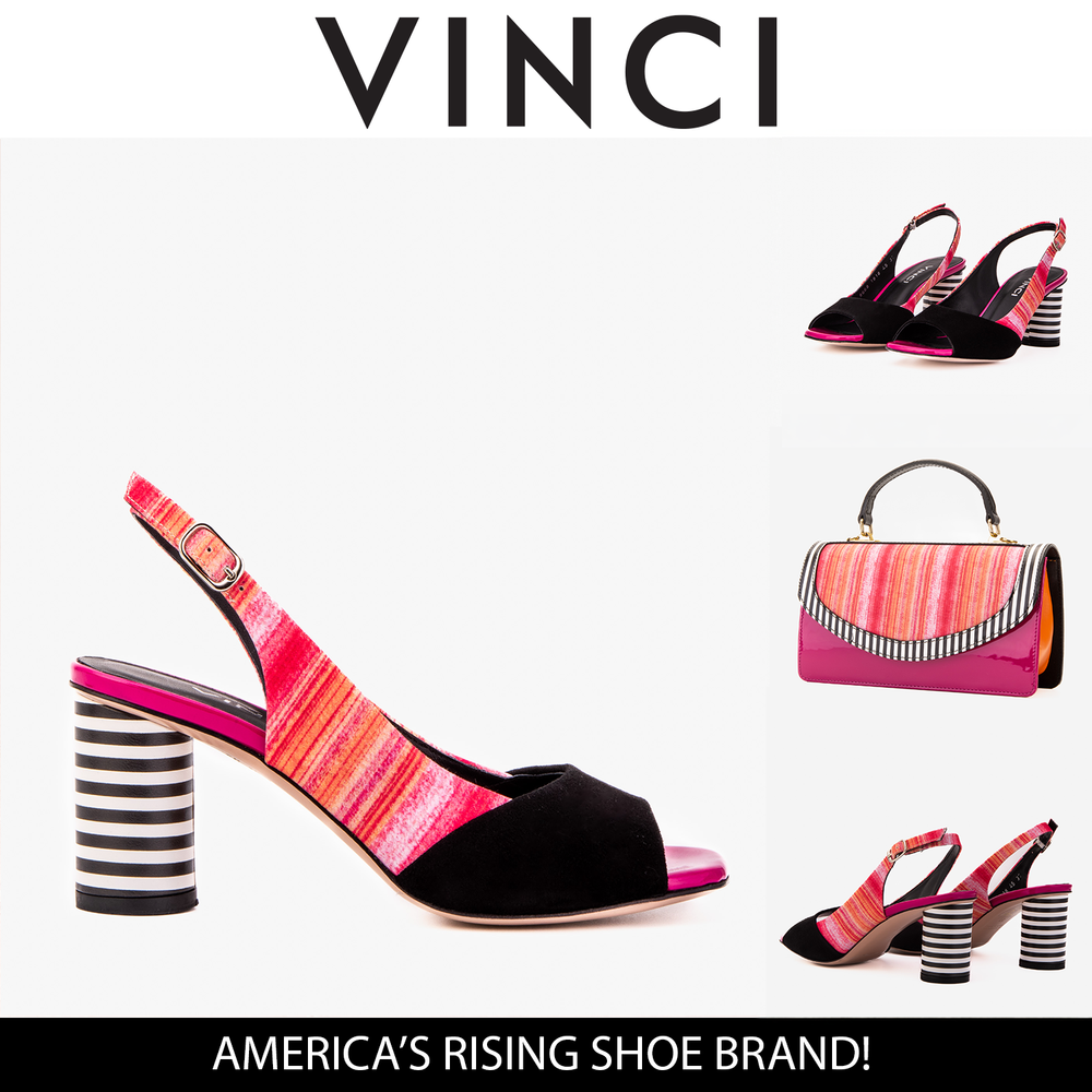 The Spectrum Multicolor Block Heel Leather Slingback Sandal Universal Fit
