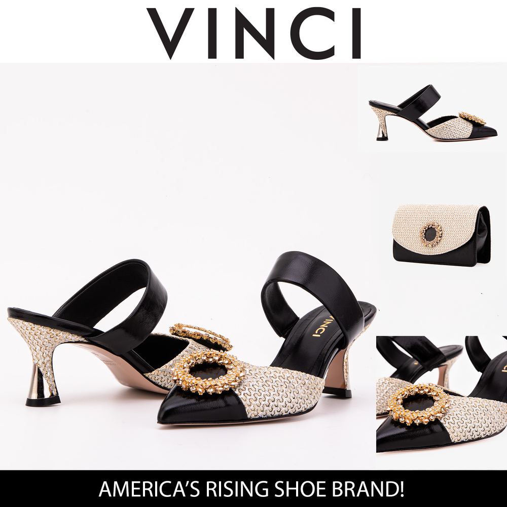 The Valencia Black Cream Jewel Heel Women's Mule Sandal Fine Craftsmanship