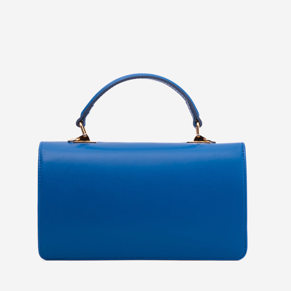 The Zoe Multicolor Tweed Blue Leather Handbag For Sale