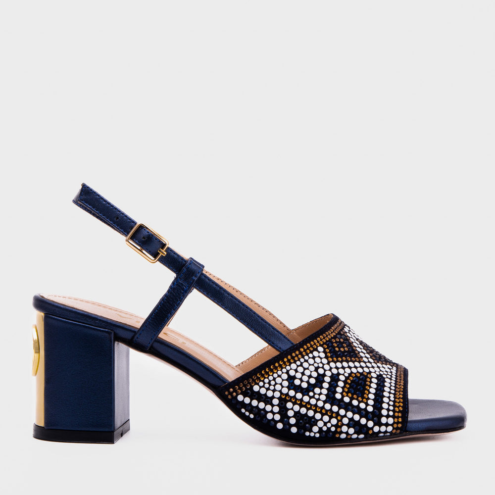 The Nampula Navy Blue Leather Slingback Sandal All New