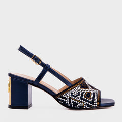 The Nampula Navy Blue Leather Slingback Sandal All New