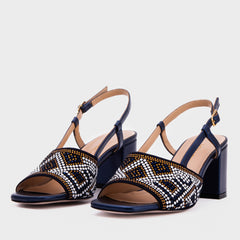 The Nampula Navy Blue Leather Slingback Sandal All New