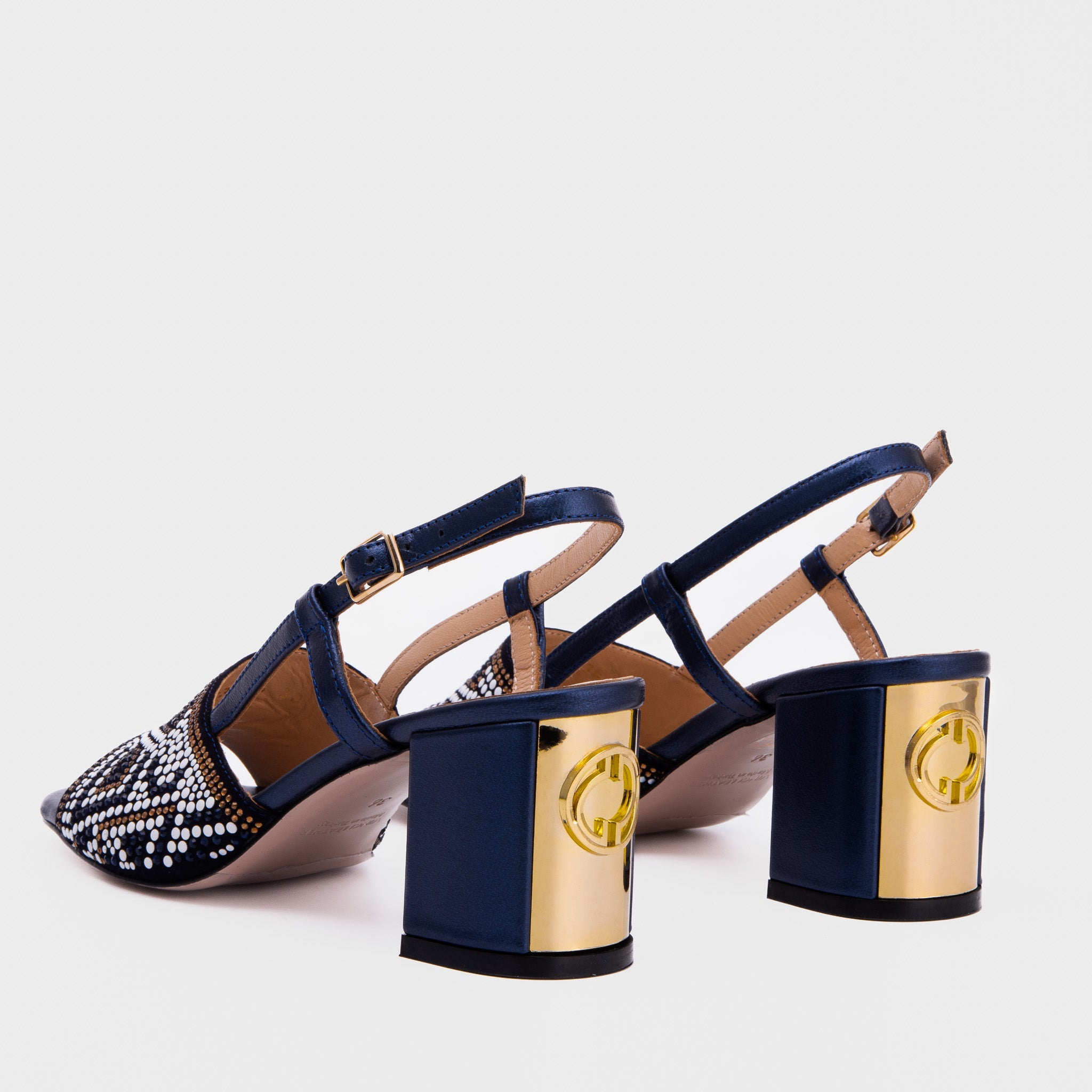 The Nampula Navy Blue Leather Slingback Sandal All New