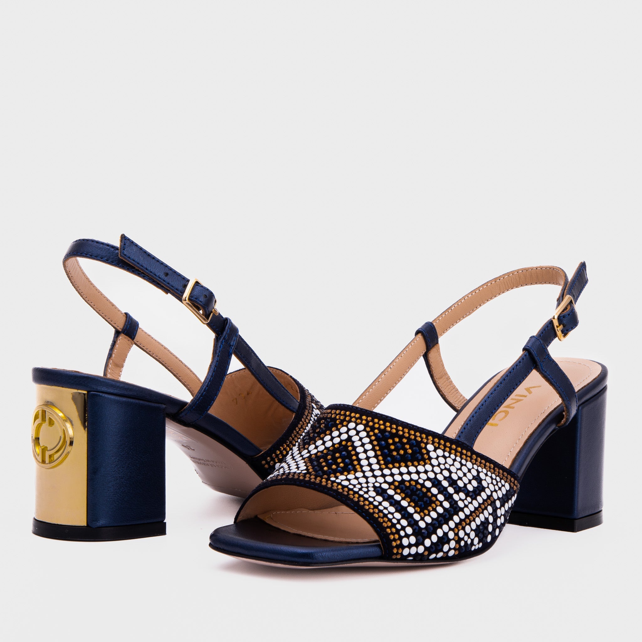 The Nampula Navy Blue Leather Slingback Sandal All New