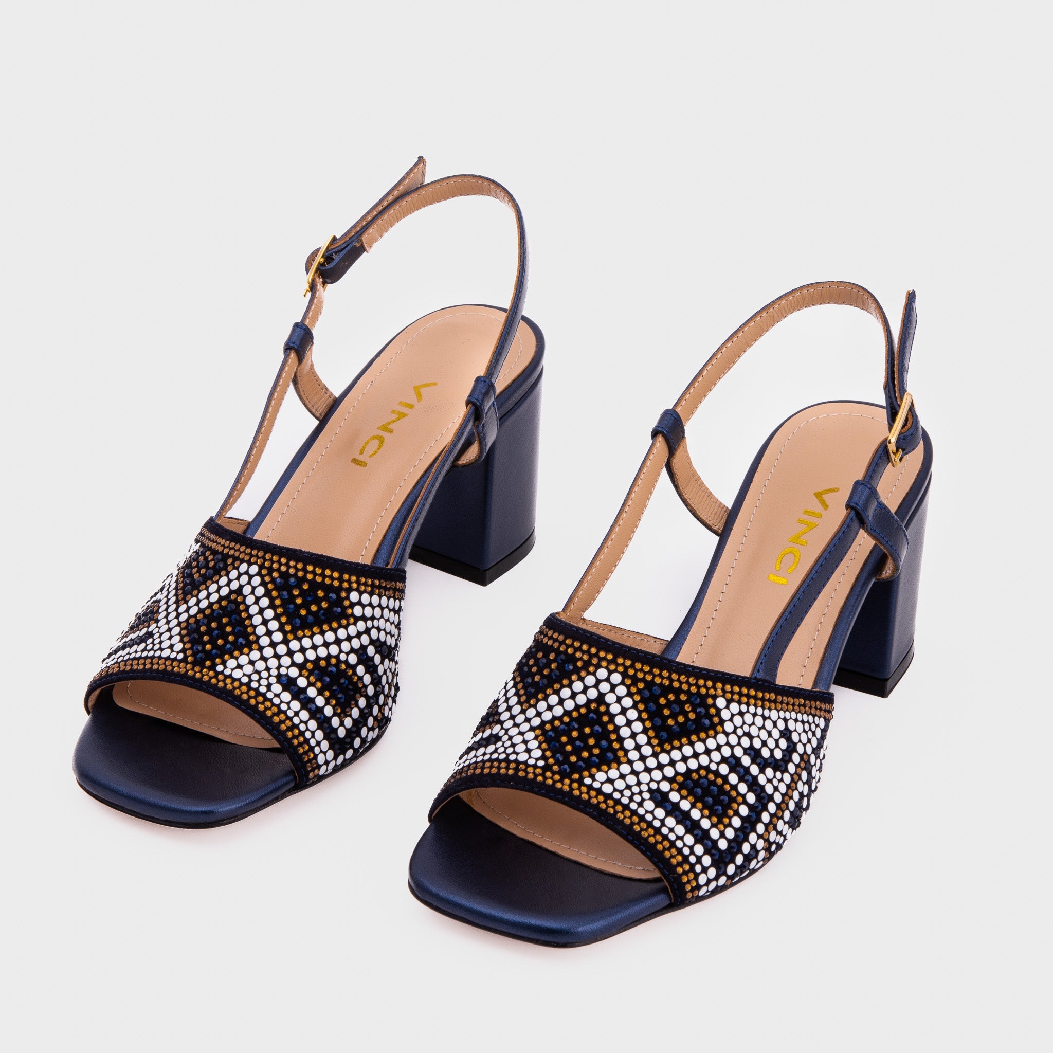 The Nampula Navy Blue Leather Slingback Sandal All New