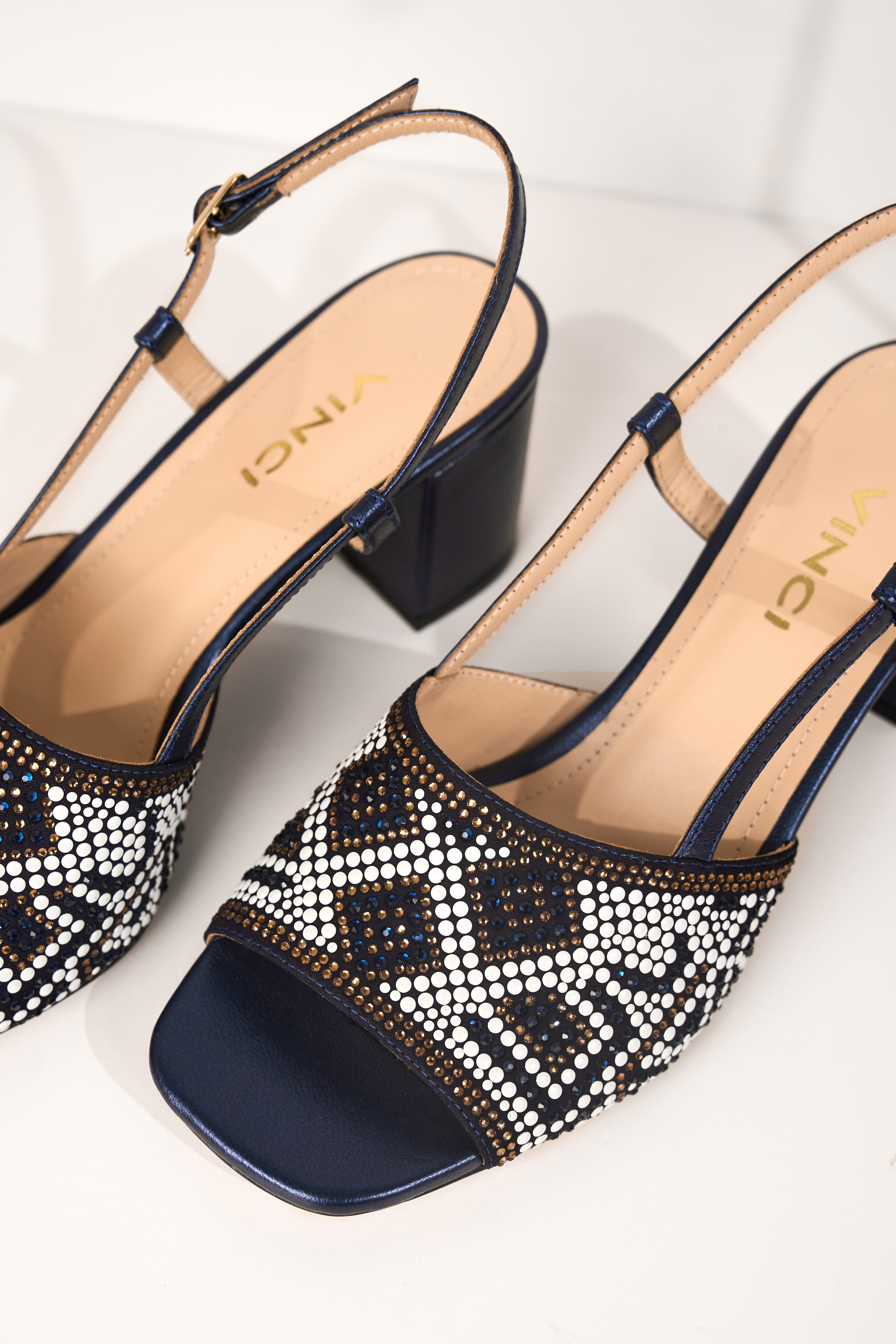 The Nampula Navy Blue Leather Slingback Sandal All New