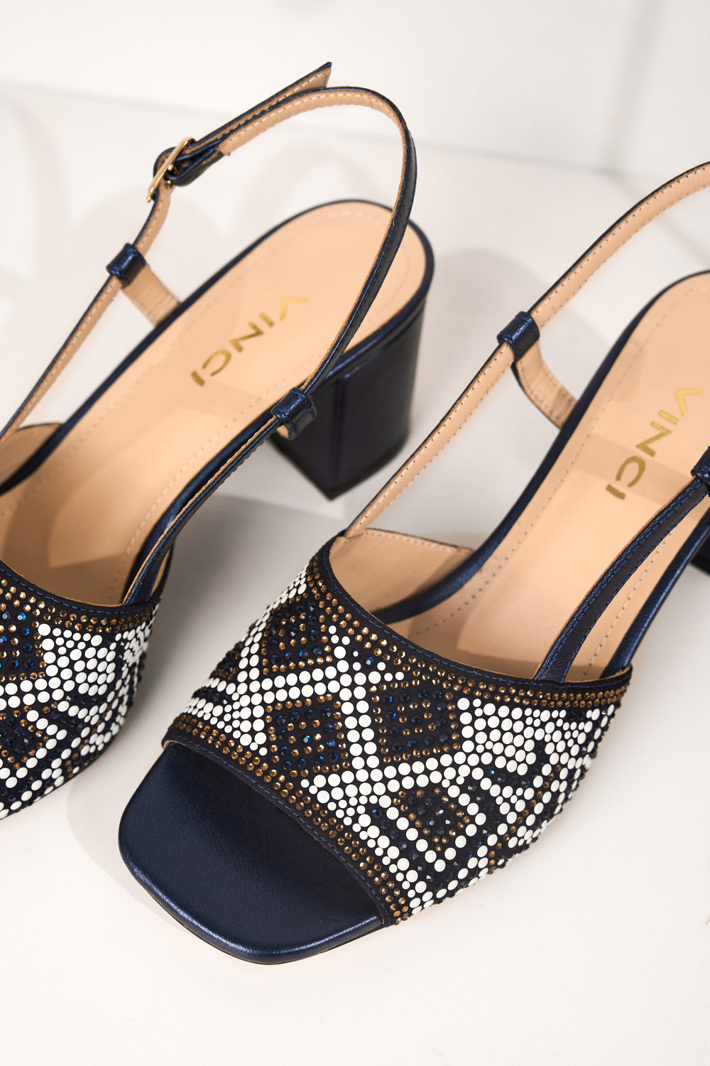 The Nampula Navy Blue Leather Slingback Sandal All New