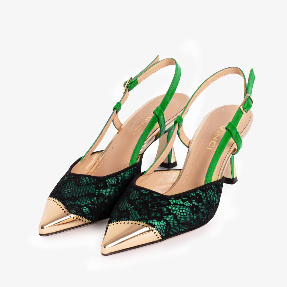 The Bali Green Leather Slingback Sandal Universal Fit