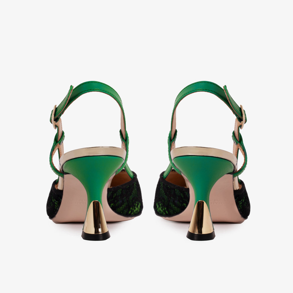 The Bali Green Leather Slingback Sandal Universal Fit