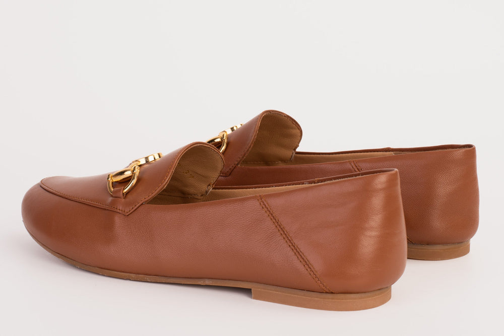 Luanda Tan Leather Flat Shoe For Sale