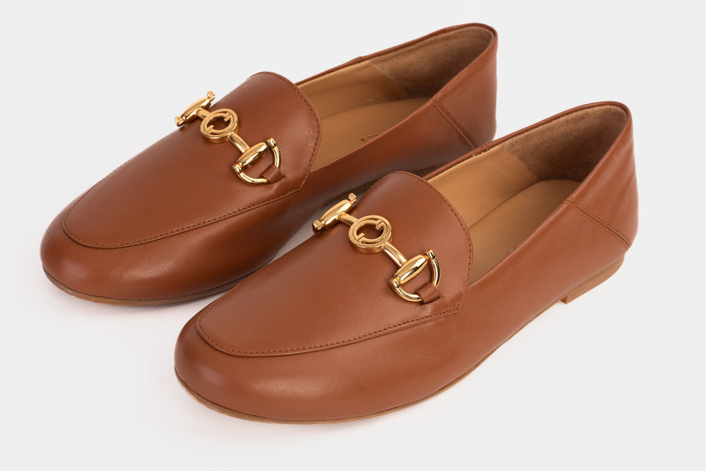 Luanda Tan Leather Flat Shoe For Sale