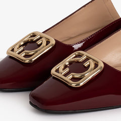The Rosalinda Burgundy Patent Leather Flat Slingback Sandal All New