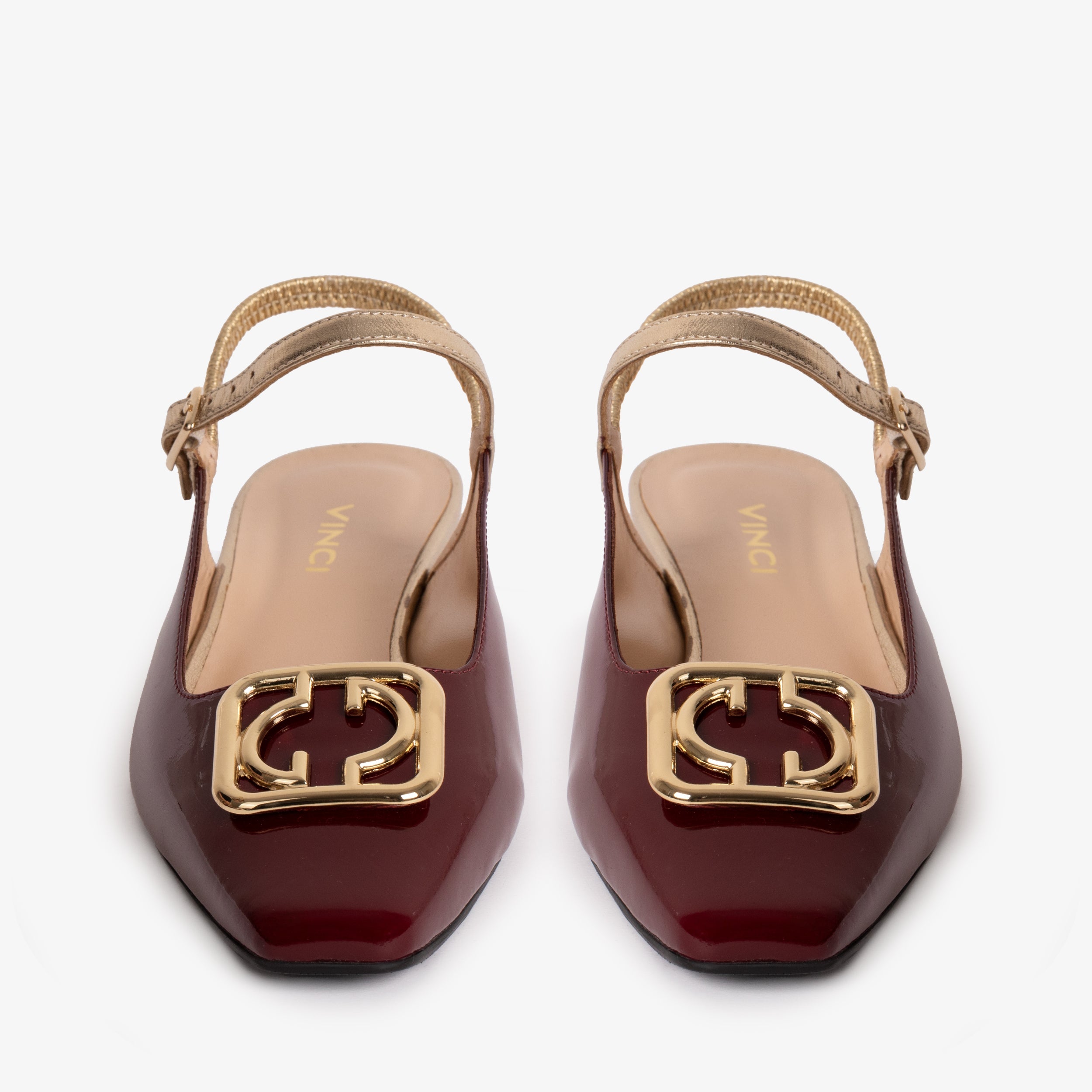 The Rosalinda Burgundy Patent Leather Flat Slingback Sandal All New