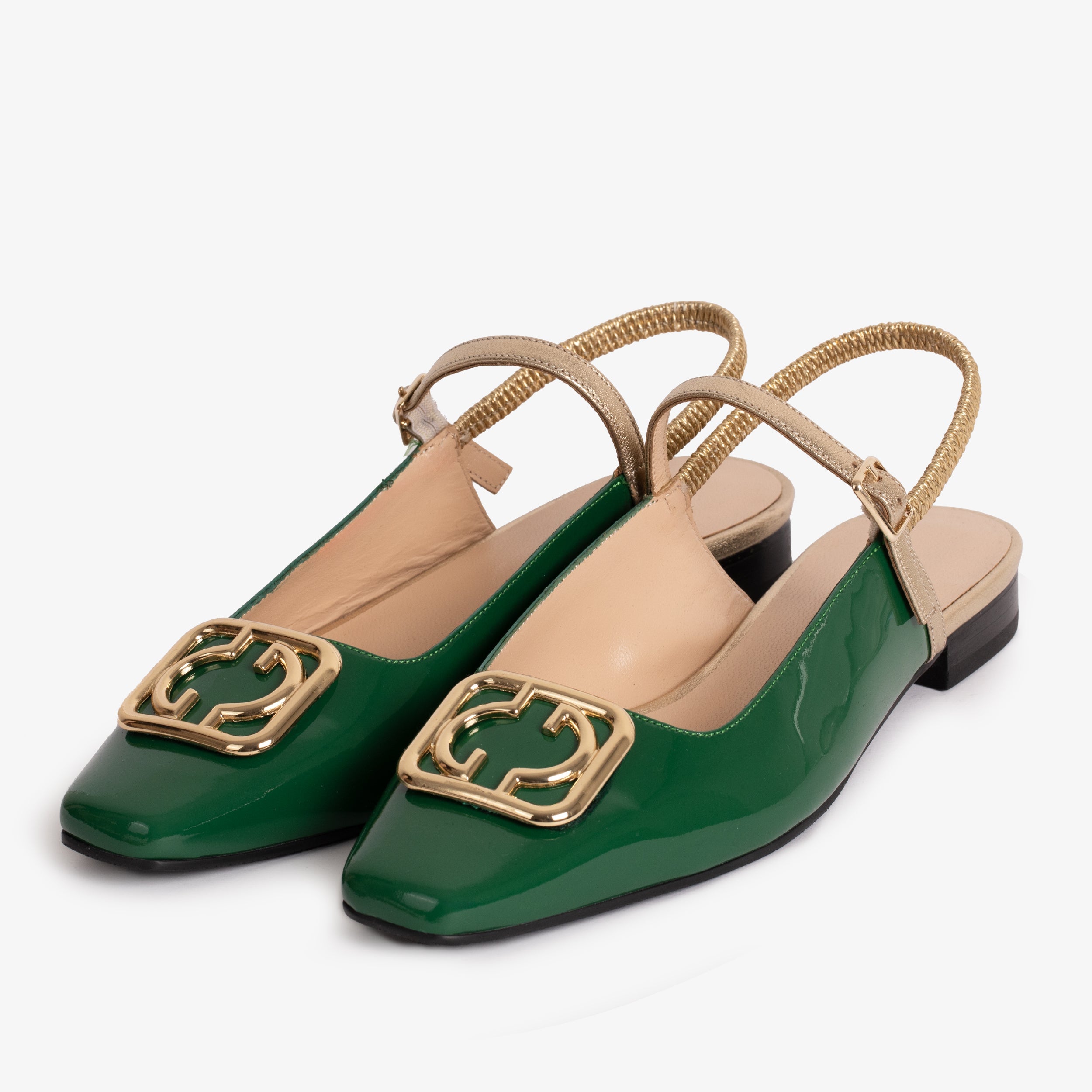 The Rosalinda Green Patent Leather Flat Slingback Sandal Universal Fit