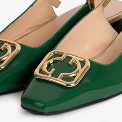 The Rosalinda Green Patent Leather Flat Slingback Sandal Universal Fit