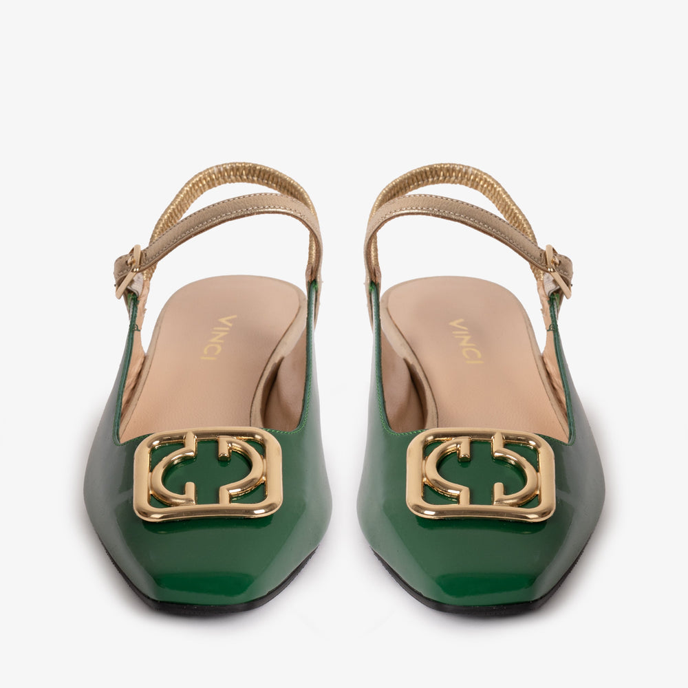 The Rosalinda Green Patent Leather Flat Slingback Sandal Universal Fit