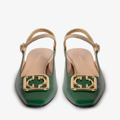 The Rosalinda Green Patent Leather Flat Slingback Sandal Universal Fit