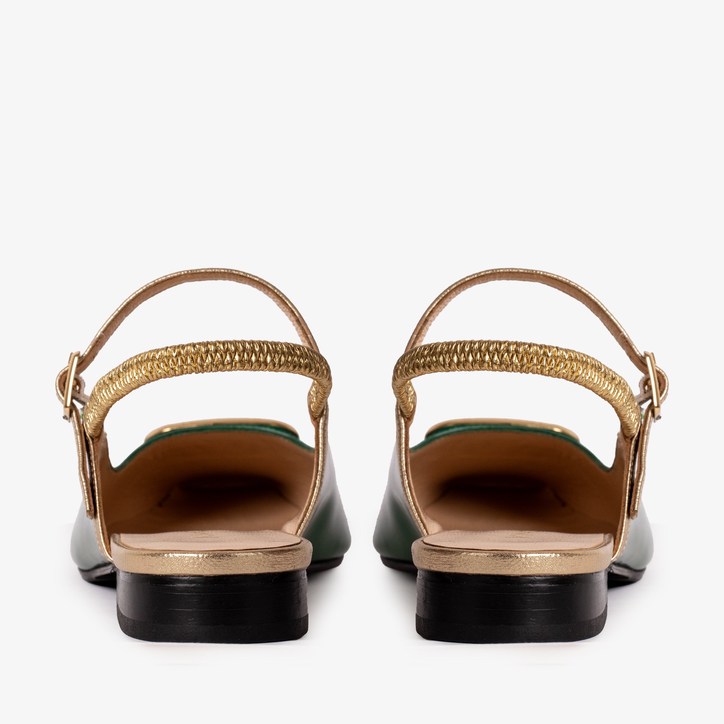The Rosalinda Green Patent Leather Flat Slingback Sandal Universal Fit