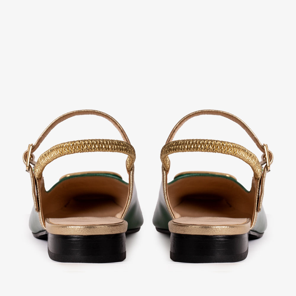 The Rosalinda Green Patent Leather Flat Slingback Sandal Universal Fit