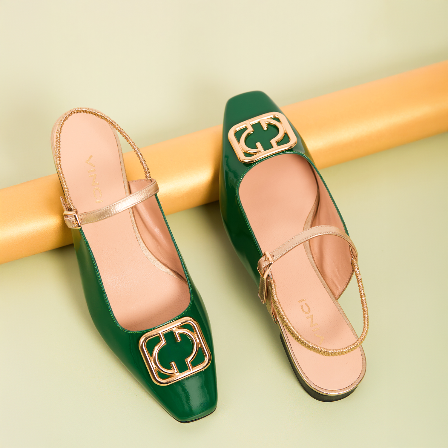 The Rosalinda Green Patent Leather Flat Slingback Sandal Universal Fit