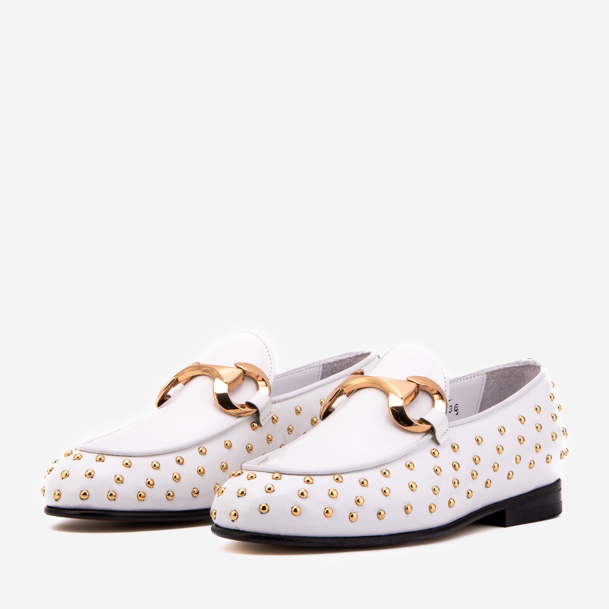 The Jupiter  Shoe White Spike Leather  Bit Dress Loafer Limited Edition  Shoe Exclusive Style