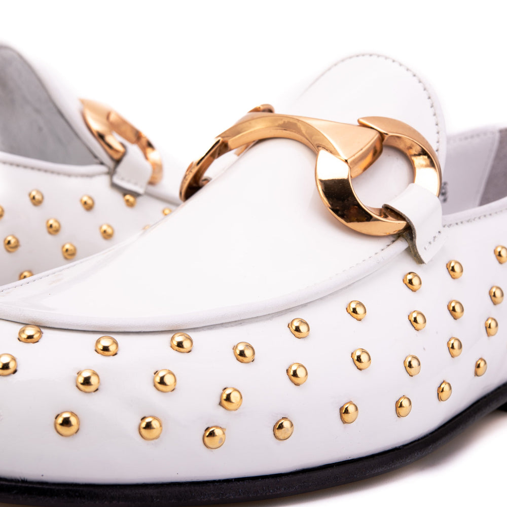The Jupiter  Shoe White Spike Leather  Bit Dress Loafer Limited Edition  Shoe Exclusive Style
