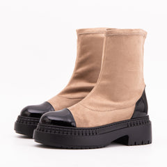 The Sorella Black Tip Beige black Suede Leather Women’s Boot On Sale