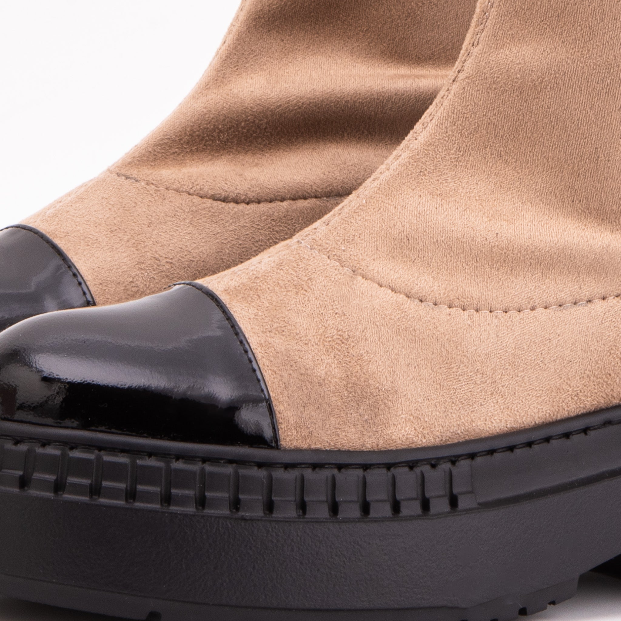 The Sorella Black Tip Beige black Suede Leather Women’s Boot On Sale