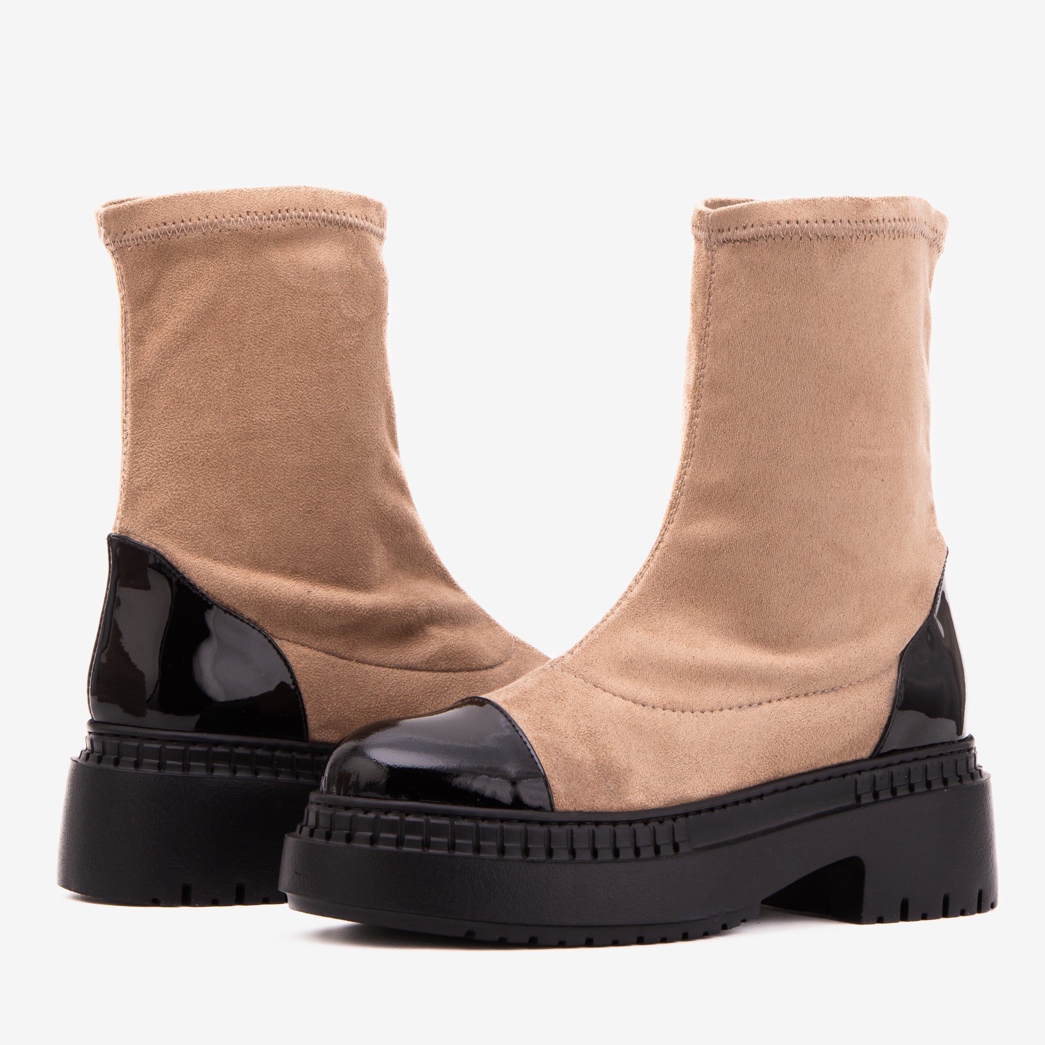The Sorella Black Tip Beige black Suede Leather Women’s Boot On Sale
