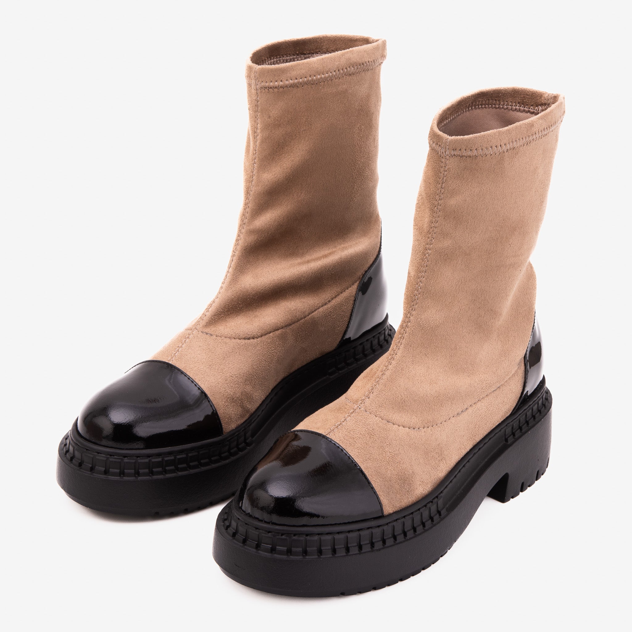 The Sorella Black Tip Beige black Suede Leather Women’s Boot On Sale
