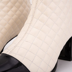 The Celeste Cream Black Quilted Leather Women’s Boot For Sale