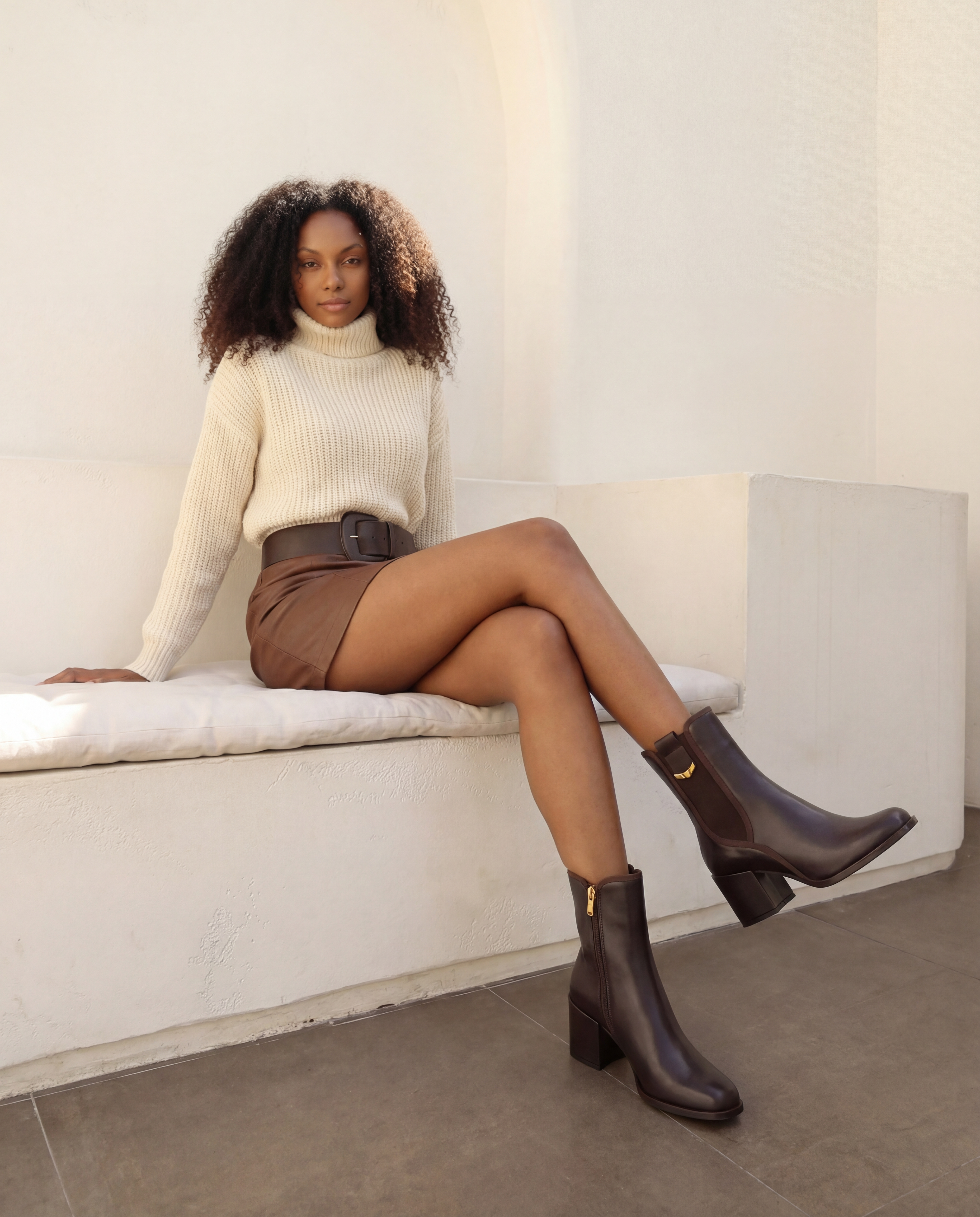 The Kensington Brown Leather Block Heel Women’s Mid-Calf Boot All New