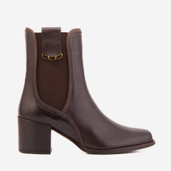 The Kensington Brown Leather Block Heel Women’s Mid-Calf Boot All New