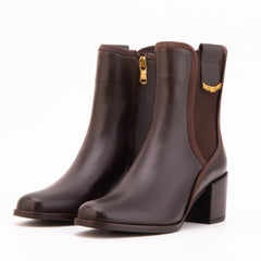 The Kensington Brown Leather Block Heel Women’s Mid-Calf Boot All New