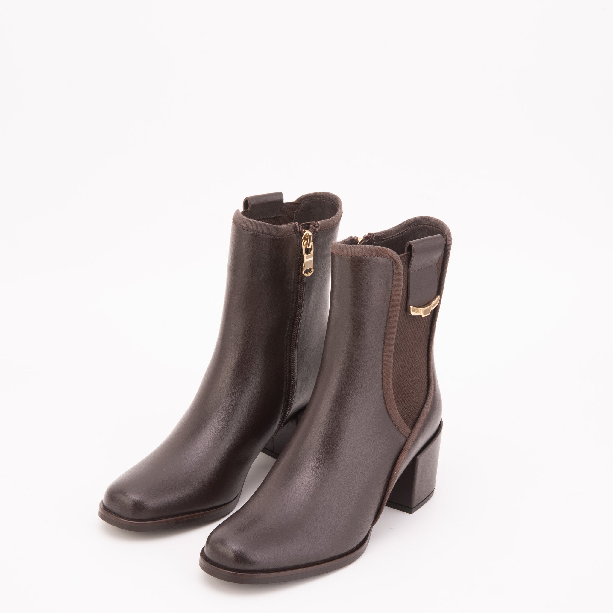 The Kensington Brown Leather Block Heel Women’s Mid-Calf Boot All New