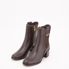 The Kensington Brown Leather Block Heel Women’s Mid-Calf Boot All New