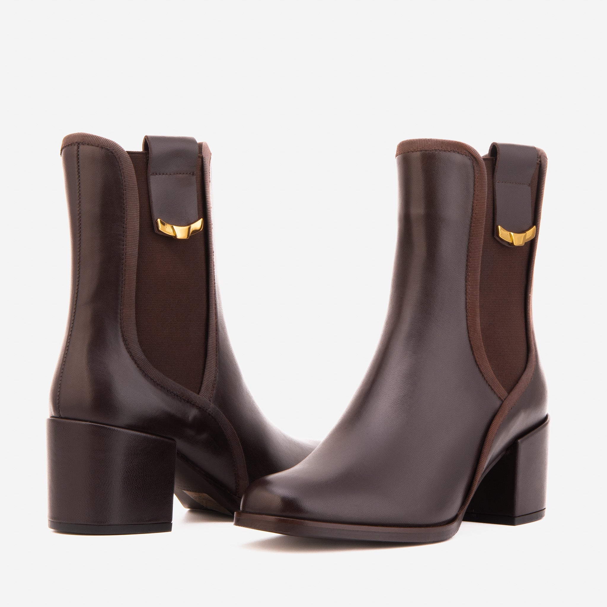 The Kensington Brown Leather Block Heel Women’s Mid-Calf Boot All New