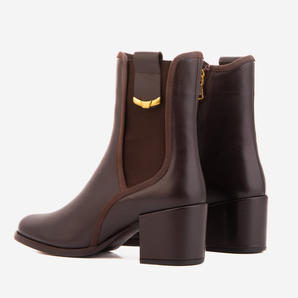 The Kensington Brown Leather Block Heel Women’s Mid-Calf Boot All New