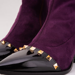 The Amethyst Studded Deep Purple Suede Leather Women’s Boot Universal Fit