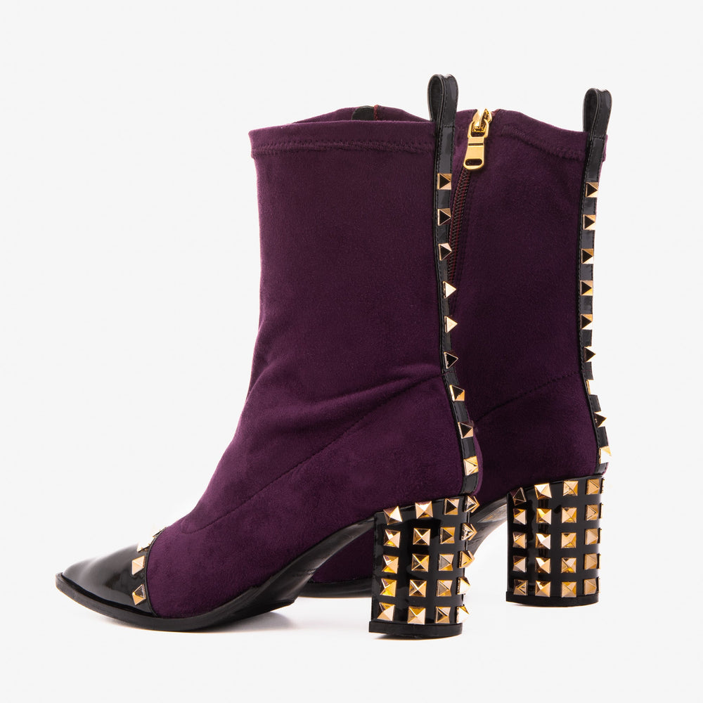The Amethyst Studded Deep Purple Suede Leather Women’s Boot Universal Fit