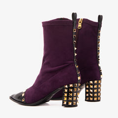 The Amethyst Studded Deep Purple Suede Leather Women’s Boot Universal Fit